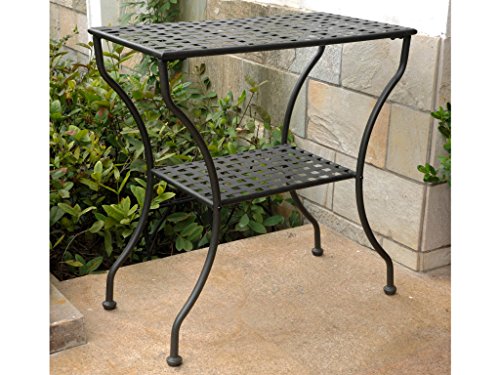 International Caravan 74361 Iron 2-Tier Patio Side Table, Antique Black #TOP1