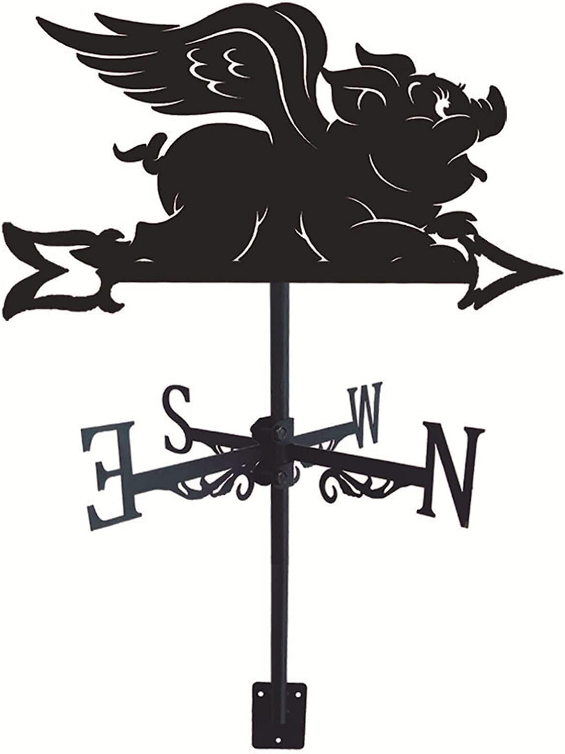 Klonwg Pig Metal Weather Vane, Stainless Steel Weathervane With Roof Mount, Garden Decor For Outdoor Farm Garden Gazebo