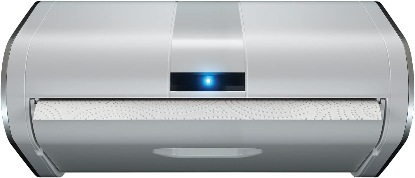 Innovia Automatic Paper Towel Dispenser. Touchless Technology. Works with Most Paper Towel Brands and Sizes. Dispenses The Number of Sheets You Need. White, Under Cabinet Mounted.