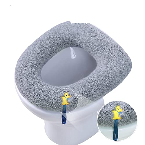 NYZABDL WC-Sitzkissen, WC-Sitzbezug Kissen Badezimmer weich und warm waschbar,Für Familien, Unternehmen, Restaurants usw,Grau-B