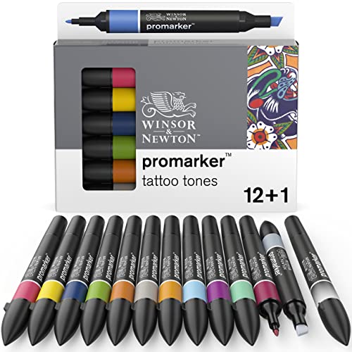 Winsor &Amp; Newton Promarker, Tonos Tattoo, Set De 12 + 1 Blender