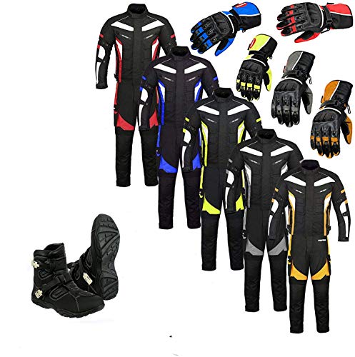 Traje de moto impermeable para ciclomotor 2 tartas, tejido Cordura y armadura aprobada, chaqueta + pantalón + botas + guantes + pasamontañas u0096 Racing Touring Events (4XL, verde)