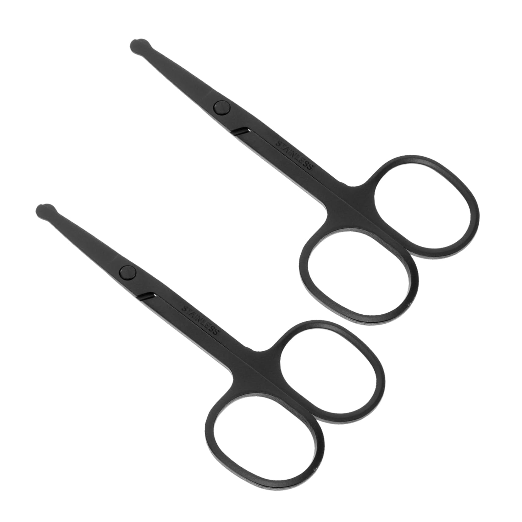 minkissy 2 pcs Rounded Head Scissors Facial Hair Nose Eyebrow Trimming Scissors for Men and Women Compact and Portable Grooming Tools