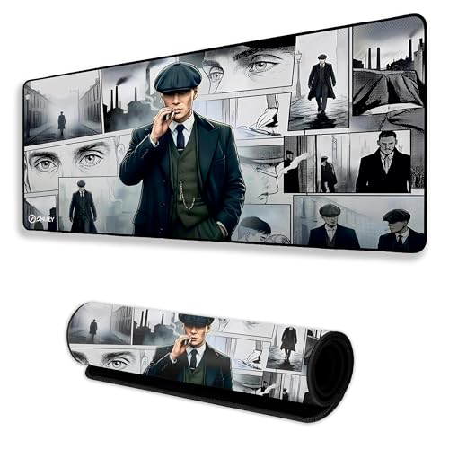 Image of Vintage Gangster Gaming Mouse Pad, Large Desk Mat 58.5 x 28 cm, Extended Washable Mousepad, Desk Pad, 2mm Thick Non-Slip Rubber Base, Stitched Edges, Smooth Surface (Multicolour)