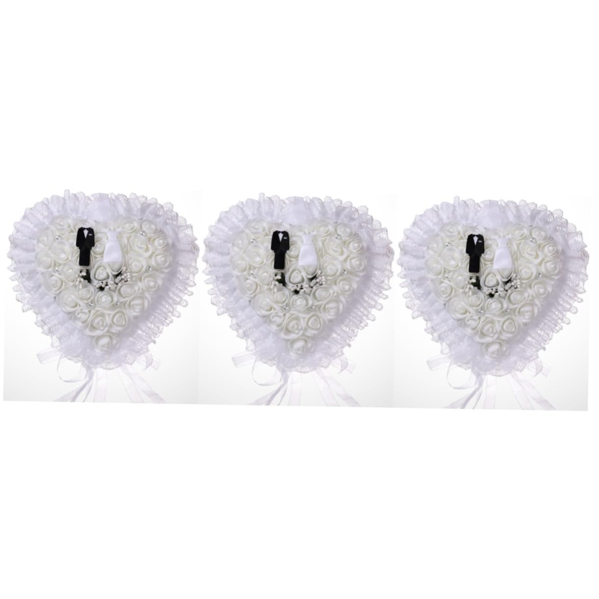 jojofuny 3pezzi Cuscino Porta Fedi Floreale Pizzo Per Cerimonia Matrimoniale Elegante Supporto Per Anelli Per Sposi e Fidanzamenti Decorativo e Riutilizzabile Design Romantico e Raffinato