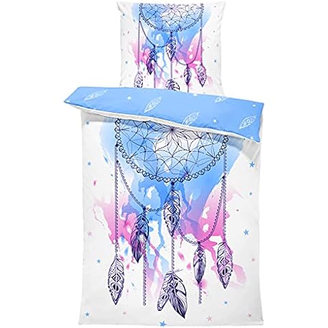 Traumfänger Bettwäsche 135x200 cm Dream Catcher Federn Bohemian Wende Microfaser Cover