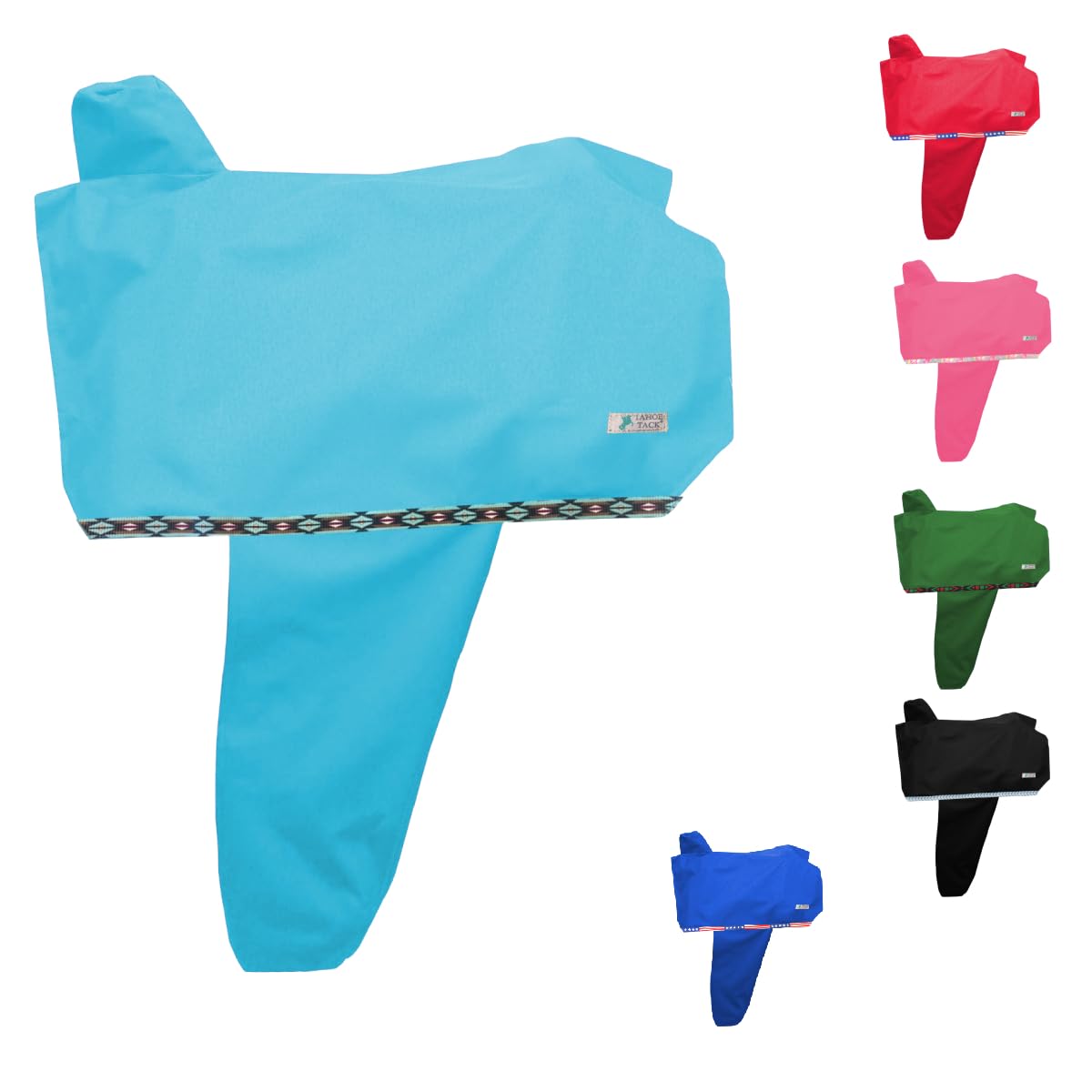Tahoe Premium Heavy Duty Nylon Waterproof Western Saddle Cover With Six Elastic Holding Straps and Stirrup Covers - Fits Most Saddle Sizes and Types -