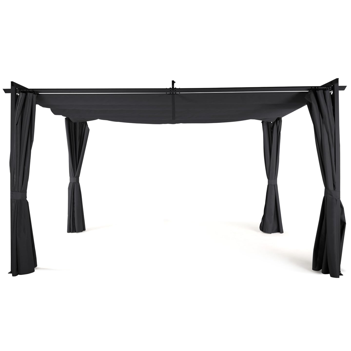 IDMarket - Pergola édition limitée Toit rétractable 3x4 M et 4 Rideaux Gris Anthracite