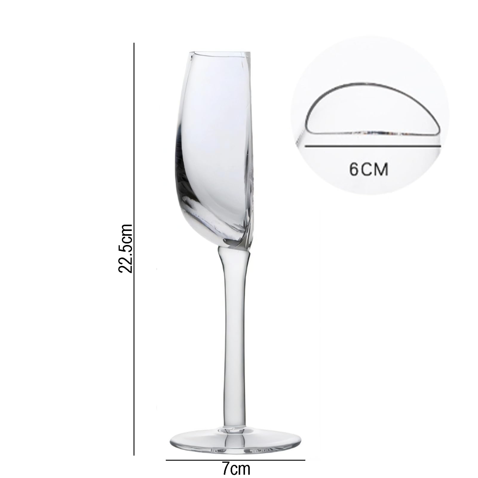 YILANJIN Half A Glass of Wine, 140ML Novelty Halved Shape Wine Glass, Long Stemmed Half Red Wine Cup - Image 2