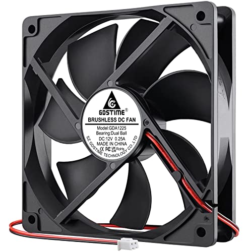 GDSTIME Dual Ball Bearings 120mm x 120mm x 25mm 5 inch 12v Brushless DC Cooling Exhaust Fan, For Desktop GDSTIME Dual Ball Bearings 120mm x 120mm x 25mm 5 inch 12v Brushless DC Cooling Exhaust Fan, For Desktop