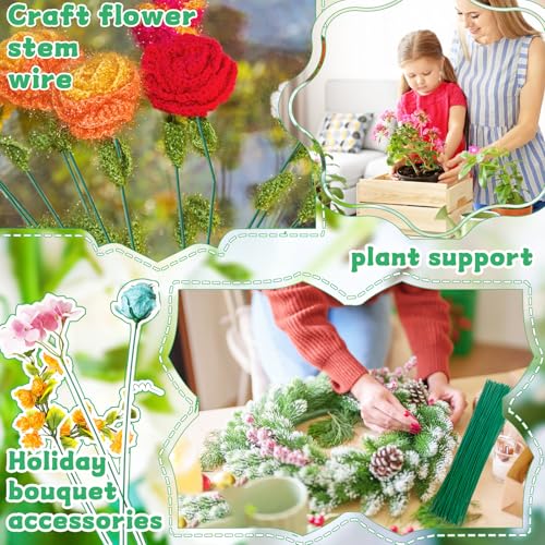 xilanhhaa 100 pcs 14 inch 2mm dark green iron 18 gauge floral stems wire for artificial flowers arrangements diy crafts wedding parties garden decoration