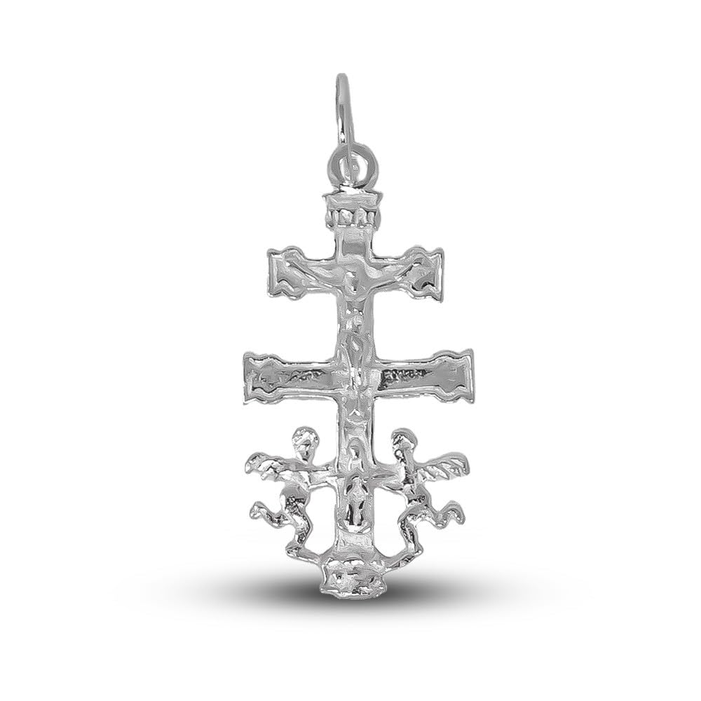Colgante plata ley 925m cruz caravaca 30mm. delantera Cristo trasera Virgen ángeles