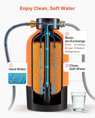 Image of VEVOR RV Water Softener, 12,000 Grain, Portable Water Softener System with NPT 3 /4 inch Fittings, Food-Grade Resin, Quick Connect, Convenient for RVs, Trailers, Boats, Mobile Car Washing, Pressure Washing