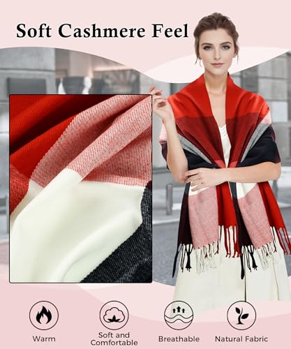 Women's Fall Winter Scarf Long Plaid Scarf Warm Soft Chunky Large Blanket Wrap Shawl Scarves Oversized Scarves Gift2