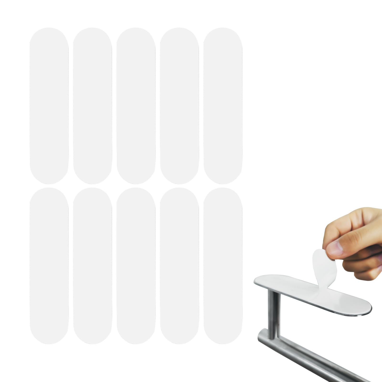 Hpewi Paper Towel Holder Adhesive Strips 10 Pack - Self Adhesive Under Cabinet No Drill, 5.57x1.69 Inch Replacement Strips for Kitchen & Bathroom