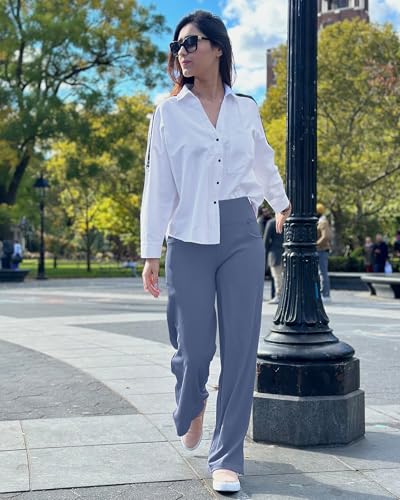 Image of Promover Wide Leg Pants Woman Yoga Pants with Pockets Stretch Loose Casual Lounge Sweatpants Petite /Regular /Tall