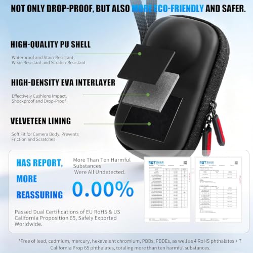Image of Portable Carry Bag for Insta 360 X6, Water Resistant & Scratch Protection with Lightweight Storage & with Carabiner /Wrist Strap Black (Only Case)
