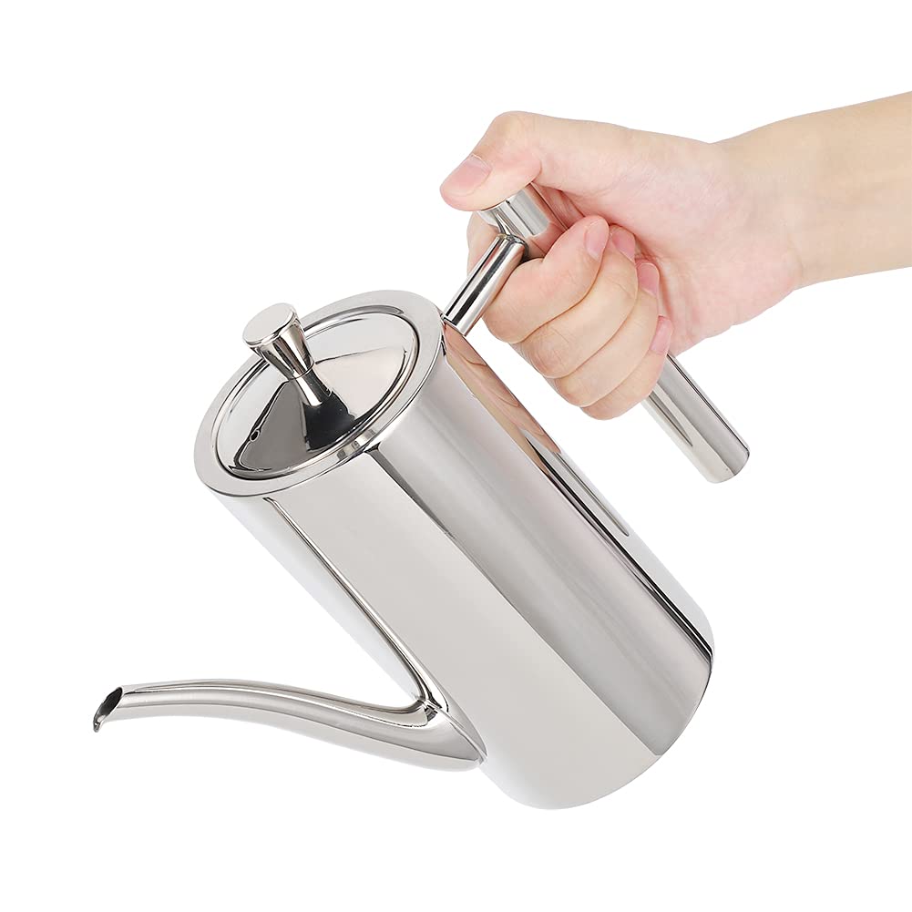 Oliven Essig Ölspender Edelstahl Ölkännchen Ölbehälter Ölflasche Ölaufbewahrung Zutatenspender Tropfsicherer Küchen Spender Topf, Vorratsbehälter mit Deckel, für Küche, Kochen, Restaurant(500ml)