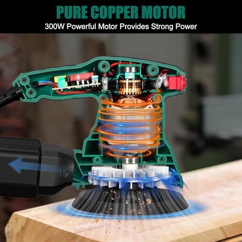 HYCHIKA Orbital Sander, 300W 13000RPM Random Orbital Sander, 6 Variable Speeds, 125mm 12Pcs Sandpapers, Electric Sander with Dust Collection Ideal for Sanding, Polishing Wood, DIY, Home Improvements 3 HYCHIKA Orbital Sander, 300W 13000RPM Random Orbital Sander, 6 Variable Speeds, 125mm 12Pcs Sandpapers, Electric Sander with Dust Collection Ideal for Sanding, Polishing Wood, DIY, Home Improvements - Image 3