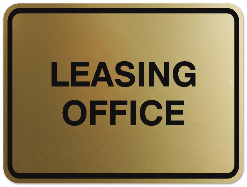 Signs ByLITA Classic Framed Leasing Office Sign - Easy Installation | Durable Material (Brushed Gold) - Large