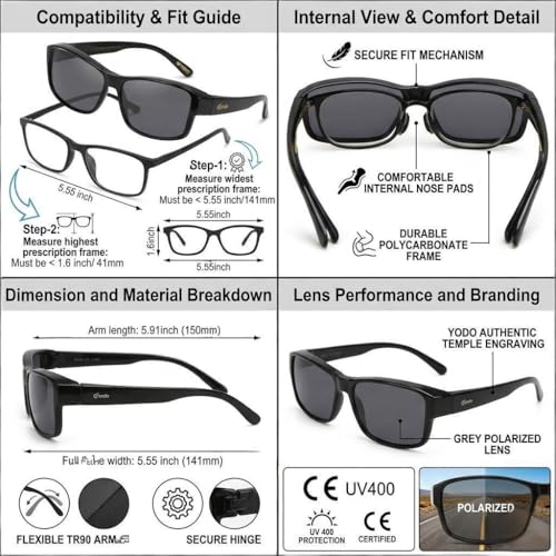 Image of yodo Fit Over Sunglasses for Men & Women - Polarized UV400 Anti-Glare Sunglasses for Driving, Fishing, Cycling