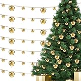Hiboom 26.25 ft Christmas Jingle Bell Hanging String Vintage Garland Gold Finish for Christmas Tree Hanging Ornaments and Home Office Wall/Door Decorations
