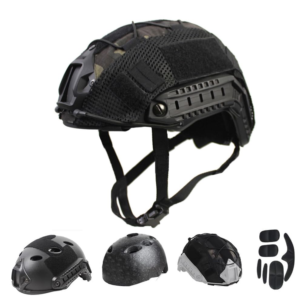 PJ Tactical Paintball Airsoft Helm Fast Militärhelm mit NVG-Halterung und seitlicher Führungsschiene