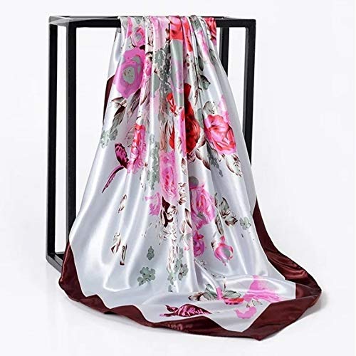 Bufanda de seda para mujer, pañuelos cuadrados con estampado para el cuello, bufandas cuadradas para oficina, chal para mujer, pañuelo, silenciador, bufandas para mujer, bufanda (13 90cmX90cm)
