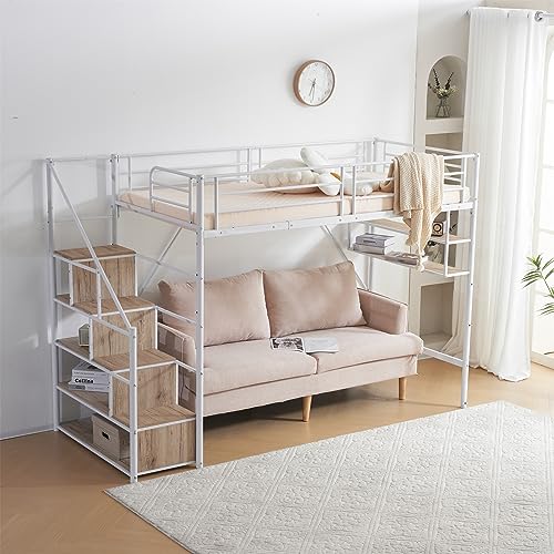 STPZHXC ���t�g�x�b�h �Б��肷��t�� ���[�t�� �p�C�v�x�b�h �V���O���x�b�h �x�b�h�t���[�� �� �x�b�h�����[ �k���� �q������ �X�`�[�� �ϐk �x�b�h �ω׏d120kg ��l��炵 ��l�p ��� �ȃX�y�[�X �ʋC�� (�z���C�g)