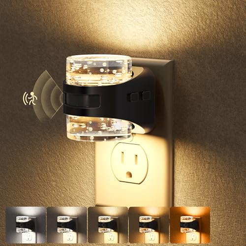 Image of Briignite Motion Sensor Night Light 2Pcs Bubble Night Lights Plug into Wall | Modern 5CCT Dimmable Nightlights, Dusk to Dawn Sensor Nightlight for Bathroom Bedroom Hallway Kitchen