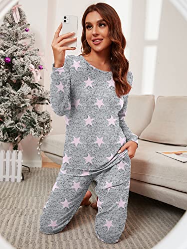 PrinStory Womens Pajama Set Long Sleeve Sleepwear Nightwear Soft Pjs Lounge Sets With Pockets4