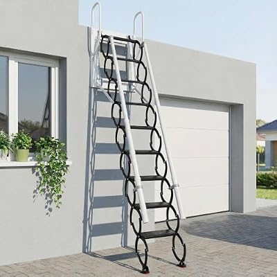 Velorantia 2.2M Wall Mounted Retractable Attic Ladder with 2 Handrails