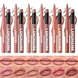 LANGMANNI MATTE LIPPEN SET NATÜRLICHE TÖNE • 6 LIPLINER + 6 LIPPENSTIFTE • WEICHZEICHNER-EFFEKT &AMP; LANGZEITHALT • GESCHENKSET FÜR MAKE-UP-LIEBHABER(#A)