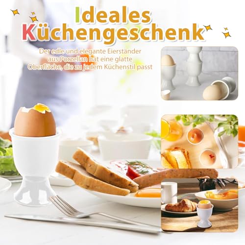 qhklew 6 Stück Eierbecher Keramik, Eierhalter Set, Eierbecher Porzellan, Tablett Frühstück Egg Cup Halter, Kleine Weinglasform, Eierbecher für Hart und Weichgekochten Eiern – Bild 5
