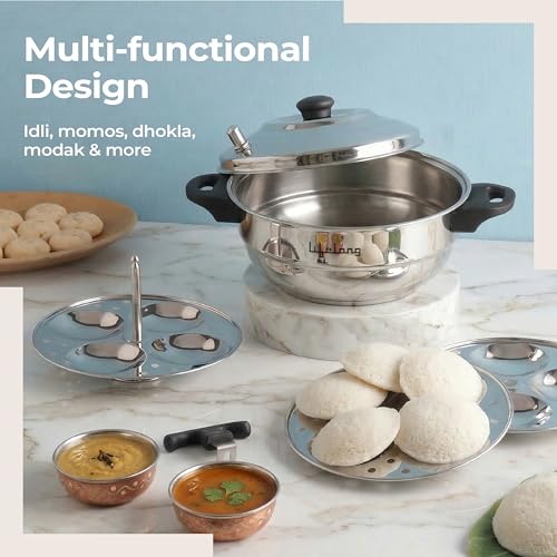 Image of Lifelong Idli Cooker 3 Plate with Sandwich Bottom | 12 idlis | Stainless Steel Idli Cooker, Heavy Base Induction and Gas Stove Compatible Idli Maker (LLIDCKSB03, Steel Silver)