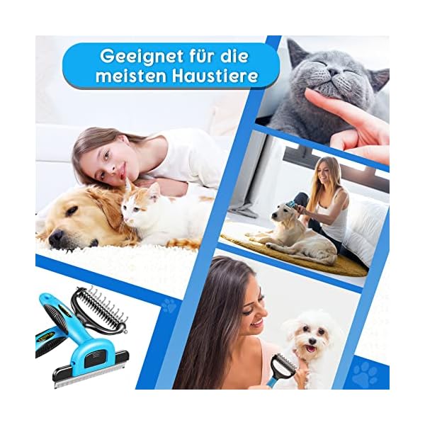 Katzenbürste, Hundebürste, 2in1 Unterwollbürste für Mittel & Langhaar | Professionelle Hundebürste Unterwolle oder Unterfellbürste katze | Edelstahl hundekamm- Für Mittelgroße bis große Katzen & Hunde – Bild 7