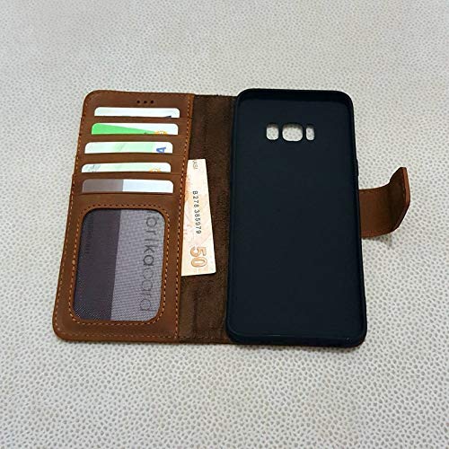Samsung Galaxy S8 PLUS Compatible Real Leather Phonecase Brown Foilo Case