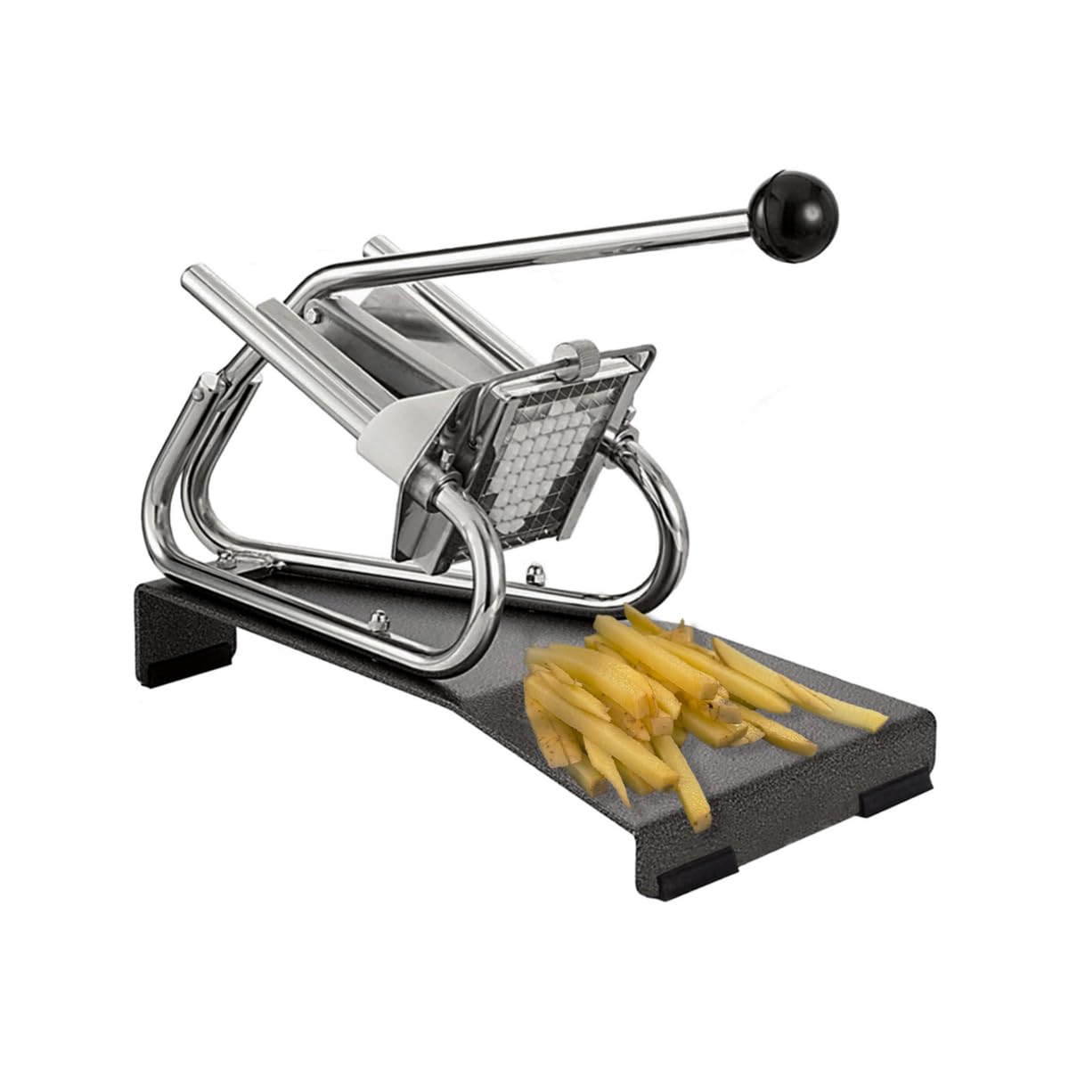 Tellier LOUIS - Professional French Fry Cutter - Includes 10 x 10 mm Blade and Pusher - Stainless Steel and Chrome-Plated Steel – Epoxy Base - No Fixation Needed - 17.3 in x 9.8 in x 13.2 in