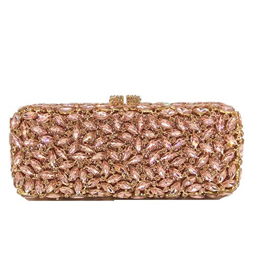 Image of Boutique De FGG Women Crystal Clutch Bag Minaudiere Box Handbag Party Prom Rhinestone Clutch Purse Wedding Bag, Mini