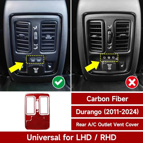 Image of Rear A /C Air Outlet Vent Cover Decals for 2011-2024 Dodge Durango Accessories Carbon Fiber Interior Stickers, Red