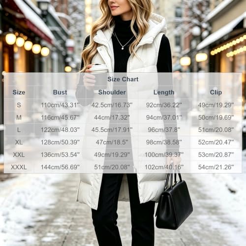 Women's Long Puffer Vest Hooded Zip Up Knee Length Winter Quilted Vests - image 4