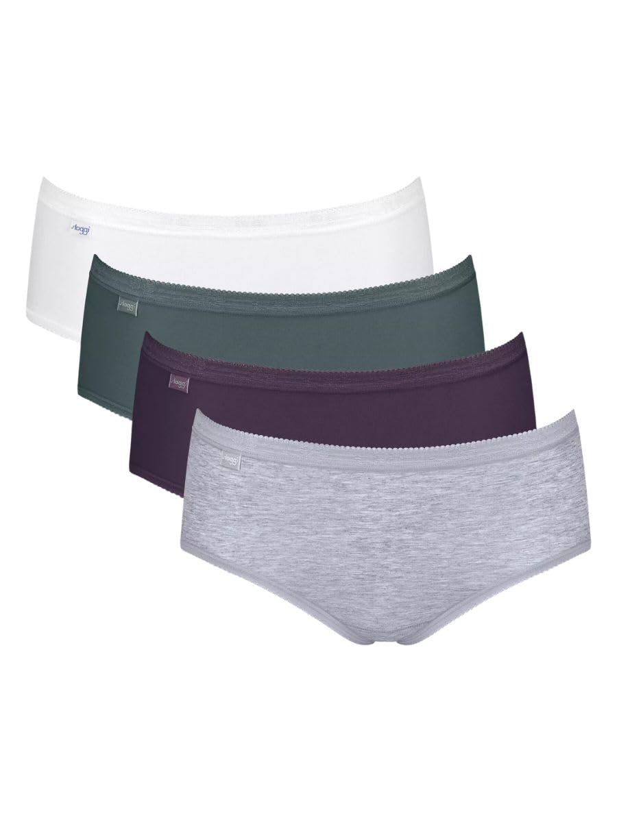 Sloggi Women's White / Green / Purple / Blue Basic+ Midi Briefs (3 Pack) White/Green/Purple/Blue 2XL - 18