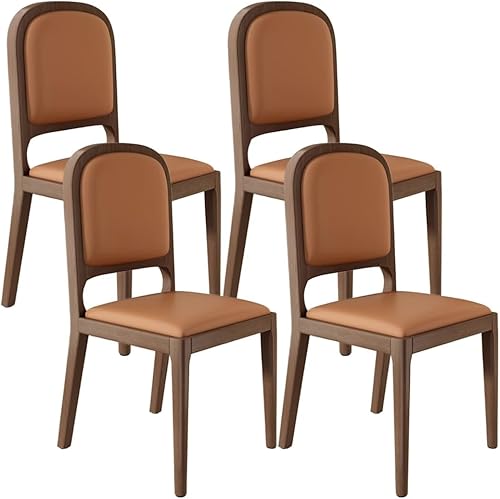 Miniatura 20 de YVYKFZD Sillas de comedor de madera maciza, juego de sillas de cocina sin brazos, silla de comedor tapizada de cuero, silla de sala de estar Caqui