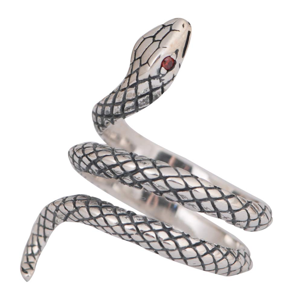 Retro Vintage Snake Ring Jewelry Red Eyes 925 Sterling Silver