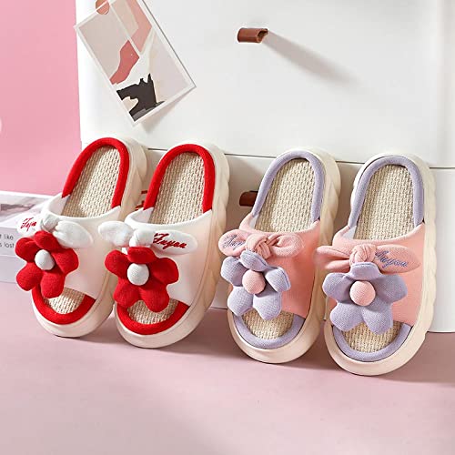 Gaolinci Thick Sole Comfortable Linen Slippers, Womens Indoor Non-Slip Slippers3