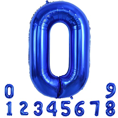 Image of TONIFUL 40 Inch Navy Blue Number 0 Balloons Large Foil Birthday Party Decor | Deep Blue 0 Balloon for 2027 Graduation New Year, 10th 30th 40th 50th Birthday, Blue Birthday Party Decor for Men Boys Teens