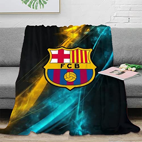 FC Barcelone Couverture en Polaire Barça Couvertures en Flanelle Impression 3D Couverture floue Douce et Chaude en Peluche Confortable pour Filles garçons Décoration de Chambre Adulte