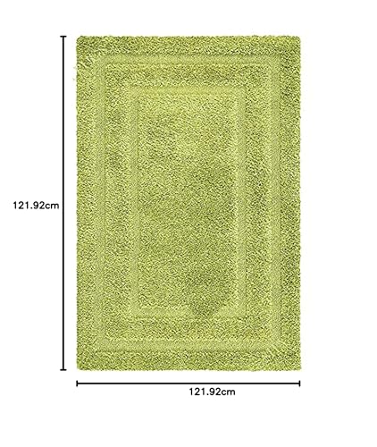 Image of Rectangular Box Round Shaggy Carpet for Living Room, Bedroom, High Low Design Finish Microfiber 1.8 Inch Pile High, 4x4 Feet Green|Green Color