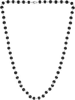 Divine Hindu Karungali Malai Silver Cap Plated Necklace | Original Black Ebony Wood Mala |Mala for Men & Women (108 Beads)