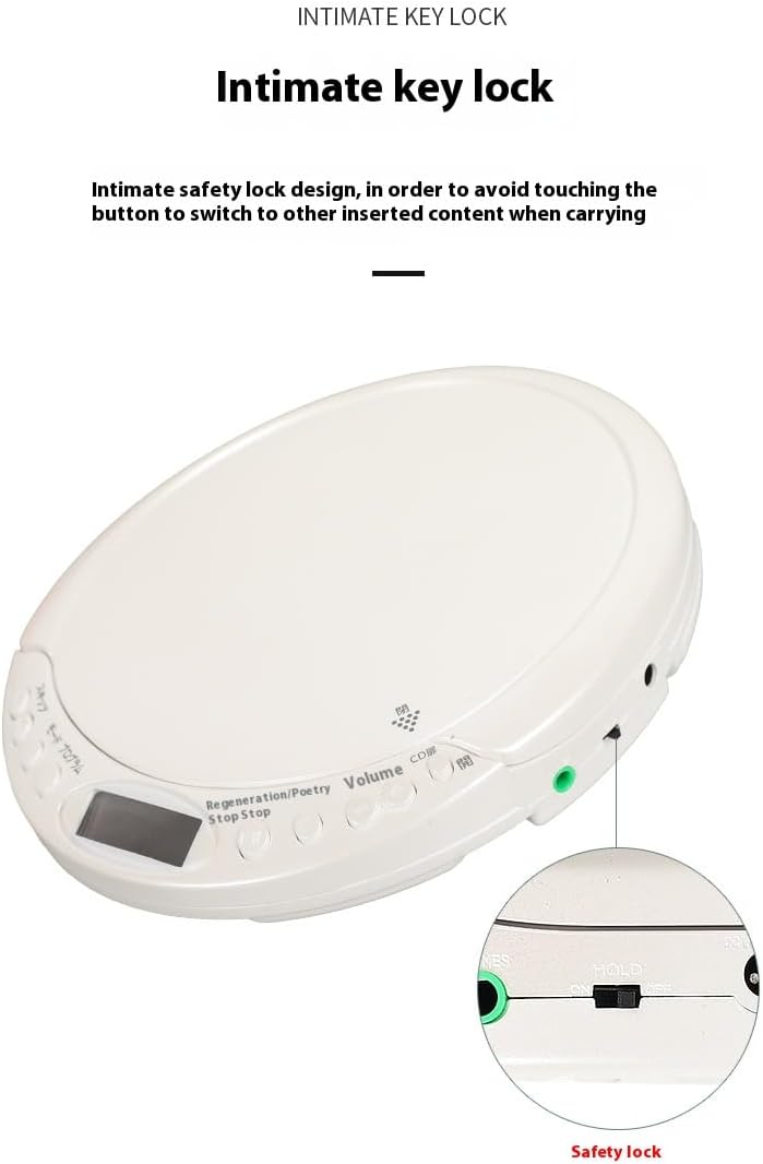 Generic Portable CD Player High Fidelity Music Player Shock Protection, wite